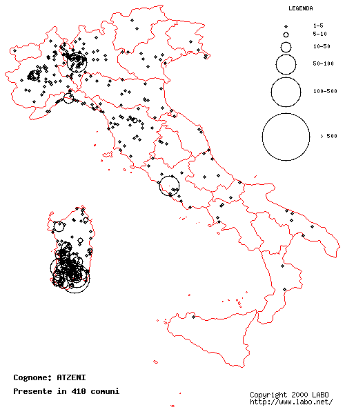 Distribuzione geografica del cognome