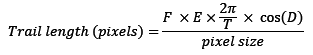 Star trail length in pixels