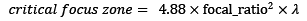 cfz = 4.88 x f-ratio^2 x wavelength